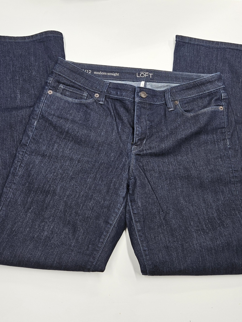 Ann Taylor Loft Modern Straight Denim Jeans - Dark Blue Womens 12 Pants